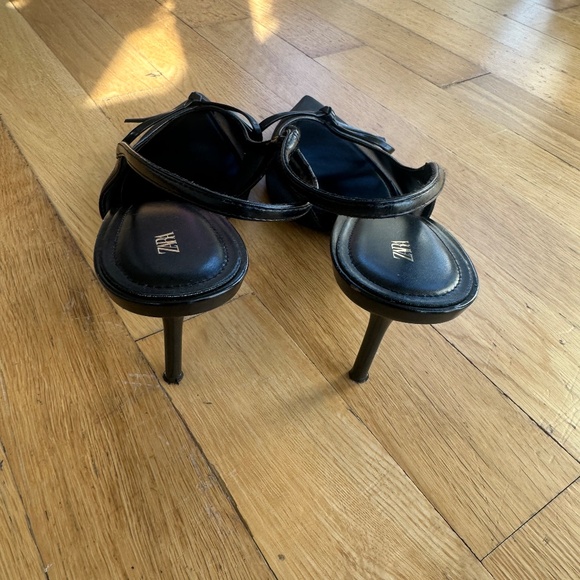 Zara Black Bow Slingbacks | Mesh Heels | Cocktail & Evening Style Sz 42 - Picture 4 of 4